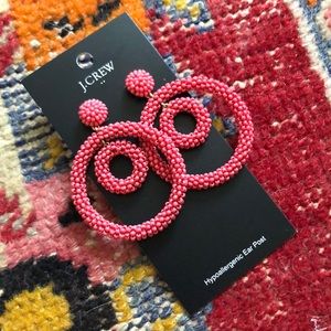 J. Crew Pink Beaded Circle Earrings